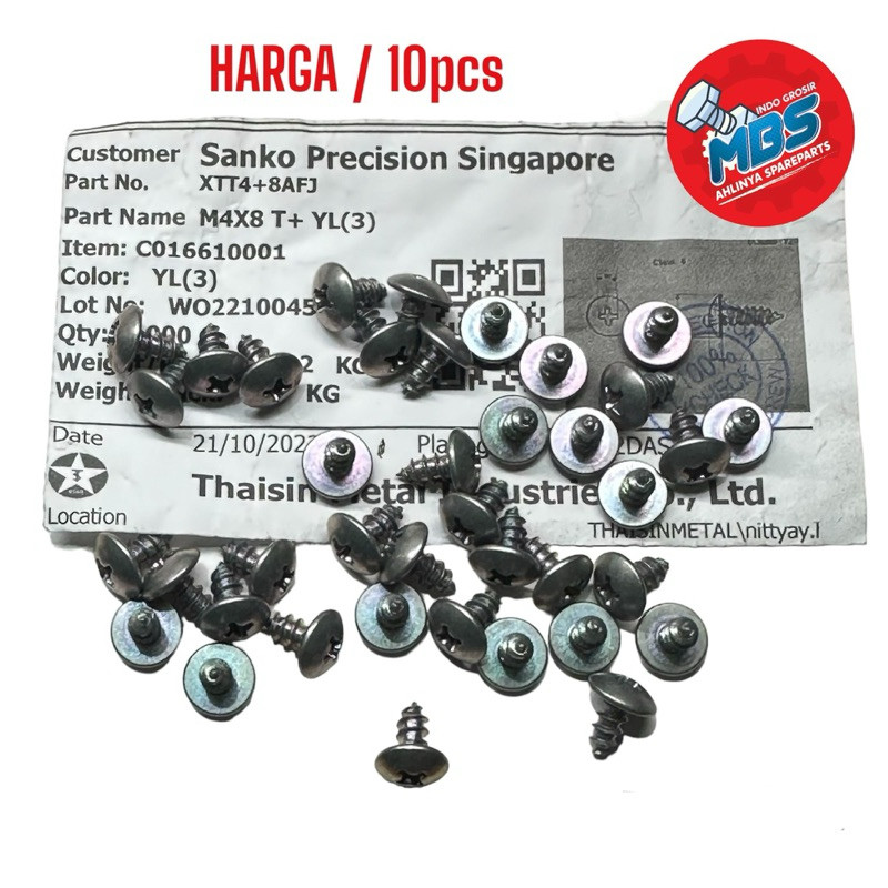 ROS TAPER SCREW BOLT M4 x 8 ORIGINAL BAUD SCRW ORI