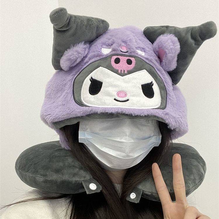 【Ready Stock】 Cute Clow M Hooded Neck Pillow Ins Travel Portable Aircraft High-Speed Rail Sleeping A