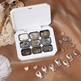 Monja กล่องเล็บ UV เจล Polish Aurora Powder Fairy Glitter ครีมสะท้อนแสง Sequin ความนิยม Soak Offเงา