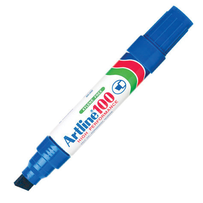 ARTLINE ปากกามาร์คเกอร์หัวตัด EK-100 สีน้ำเงิน (ขนาดเส้น 7.5-12 มม.)