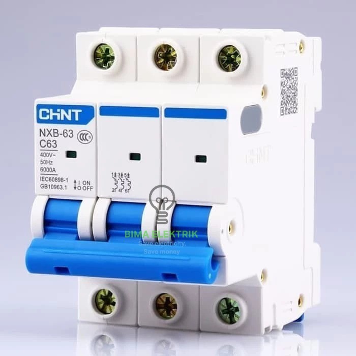MCB CHINT NXB-63 3P C1 6kA 4A, 6A, 10A, 16A, 20A, 25A, 32A, 40A, 50A, 63A
