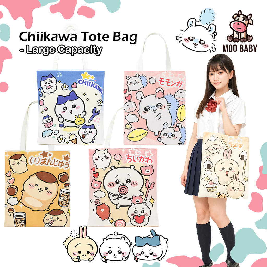 Moo Baby Tote Bag Chikawa Tote Bag Hachiware Tote Beg Usagi Tote Bag Cute Chikawa Beg ikkawa Beg 奇 M
