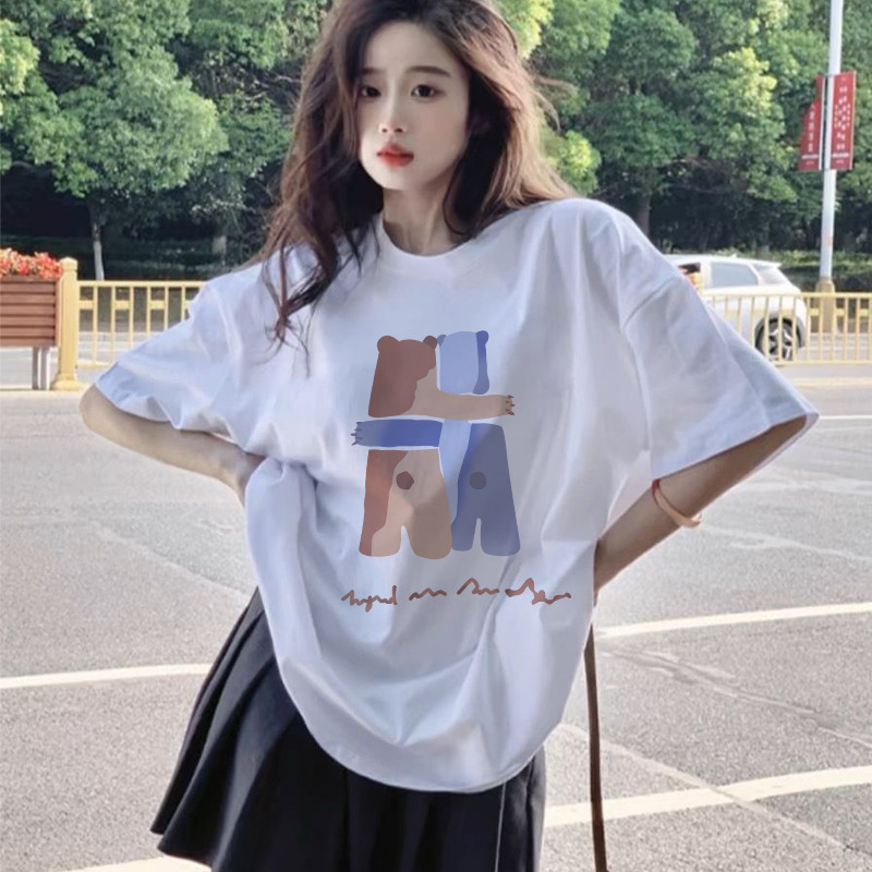 เสื้อยืดแขนสั้นผ้าฝ้ายแท้สำหรับผู้หญิง ออกแบบตามแฟชั่นเกาหลี ทรงคอด้านบนสวมใส่สบายและคล่องตัว - รูปที่ 5