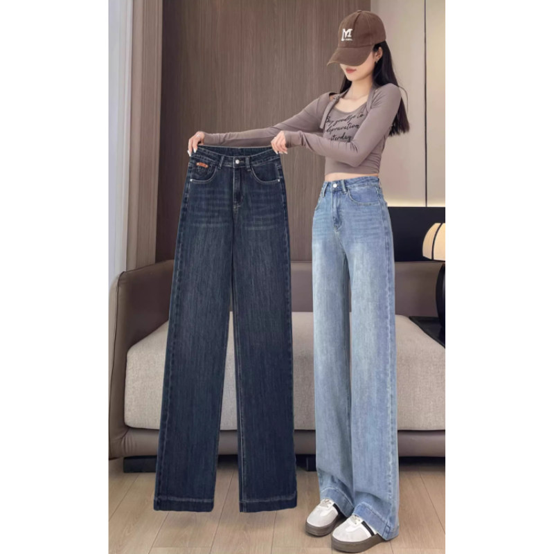 【EVIOVIO】S-2XL กางเกงยีนส์เอวสูงแฟชั่น ทรงขากว้าง Wide-Leg Jeans สไตล์วินเทจเกาหลี แมทช์ง่าย - รูปที่ 6