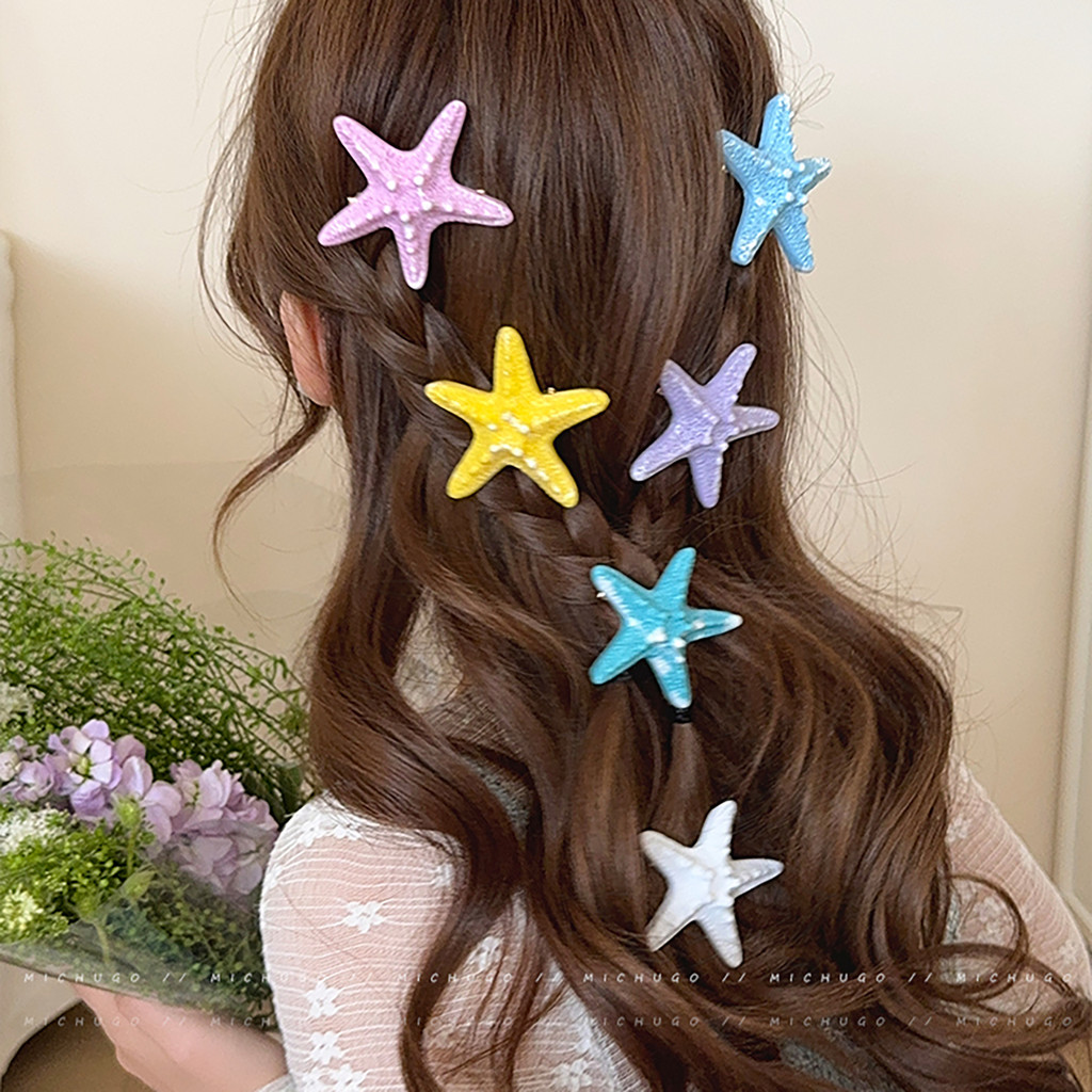 หนีบผม ปลาดาว 3 มิติ สีโดปามีน หวาน น่ารักๆ คลิปปากเป็ด มีหลายสีให้เลือก ส่งไวจากไทย S1299