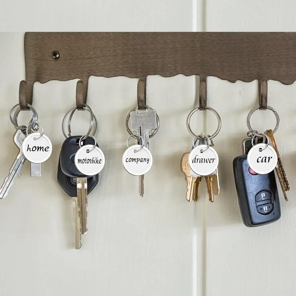 10/30/50PCS Bulk Writable Key Tags ชุด-ป้าย ID โลหะกลมสําหรับคีย์/กระเป๋าเดินทาง,อลูมิเนียม-กระดาษ Hybrid Design ที่ถอดออกได้พวงกุญแจแหวน ราคา ถูกที่สุด ดีลบีเคเค แกลเลอรีภาพที่ 3