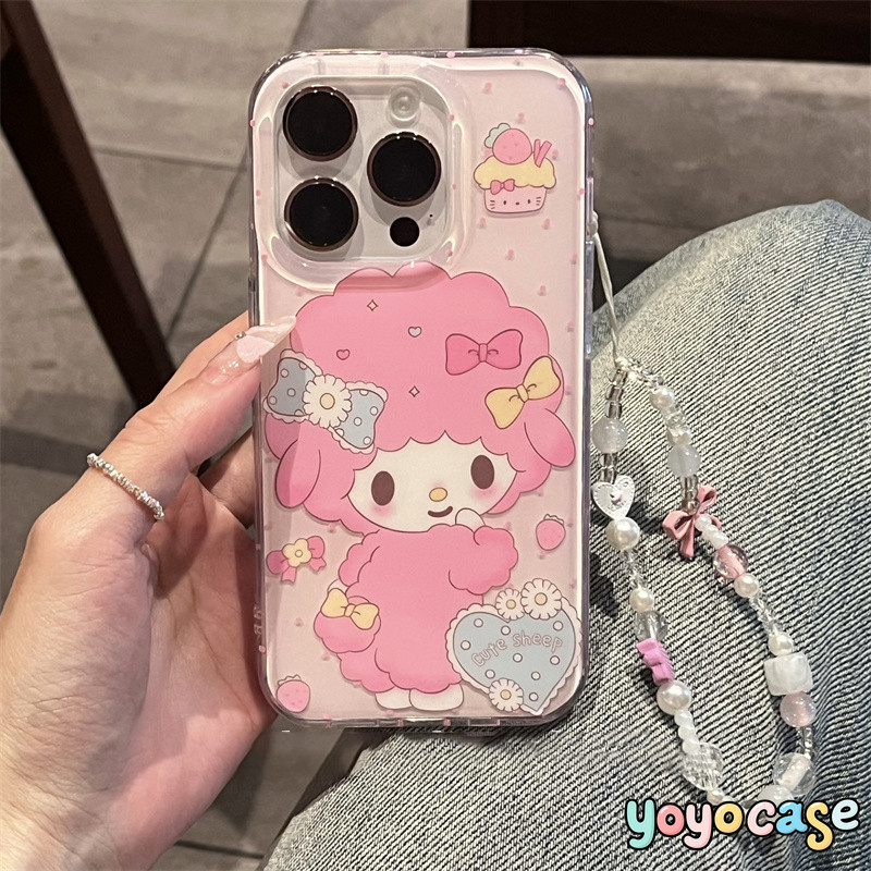 เคสไอโฟน 11 14 สำหรับ IPhone 13 16 15 12 Pro Max 15 16 Pro 15 14 16 Plus โบว์ลายจุดแกะน่ารักหวานๆ ปกอ่อนแบบใหม่ IMD