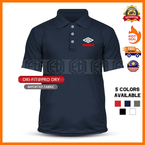 เสื้อโปโล UMBRO ผ้าไมโครไฟเบอร์ มีโลโก้ UMBRO สไตล์กีฬาและแฟชั่น สำหรับทุกเพศ