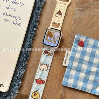 สายซิลิโคนลายน่ารักเหมาะสําหรับ iWatch 49/46/45/44/42/41/40/38mm สายแม่เหล็กเหมาะสําหรับสมาร์ทวอทช์ 10/9/8/7/6/5/SE/4/3/2/1