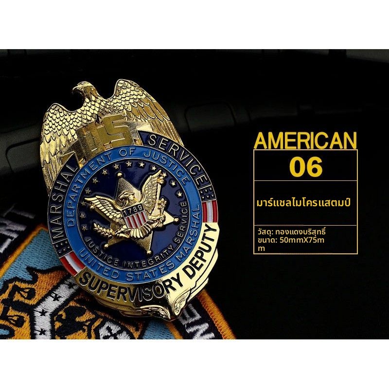 ป้ายโลหะ ทองแดงบริสุทธิ์ รูปพัดทหาร US สําหรับติดปกเสื้อ รูปที่ 2