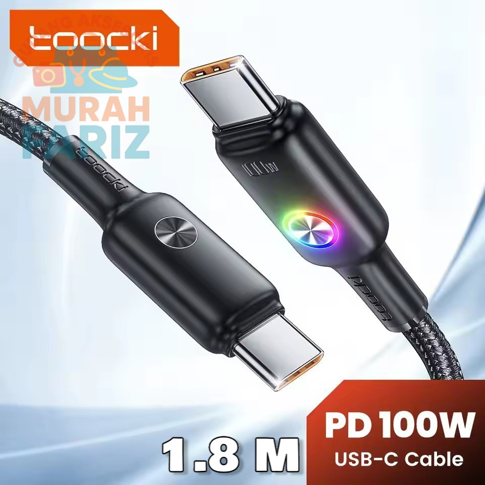 Toocki สายเคเบิลข้อมูล USB Type-C มัลติฟังก์ชั่นชาร์จเร็ว RGB 20V 6A 100W 1.8M - TQ-X45