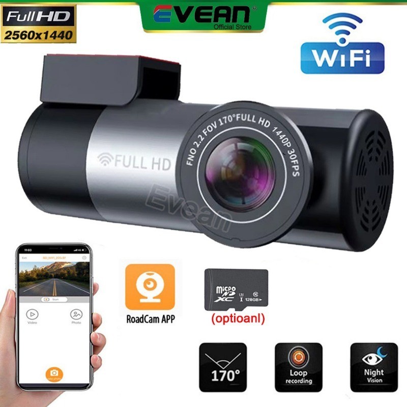 Evean Full HD 2K 1080P Dash กล้องซ่อน WIFI เครื่องบันทึกการขับขี่ Night Version Mini DVR กล้องติดรถยนต์