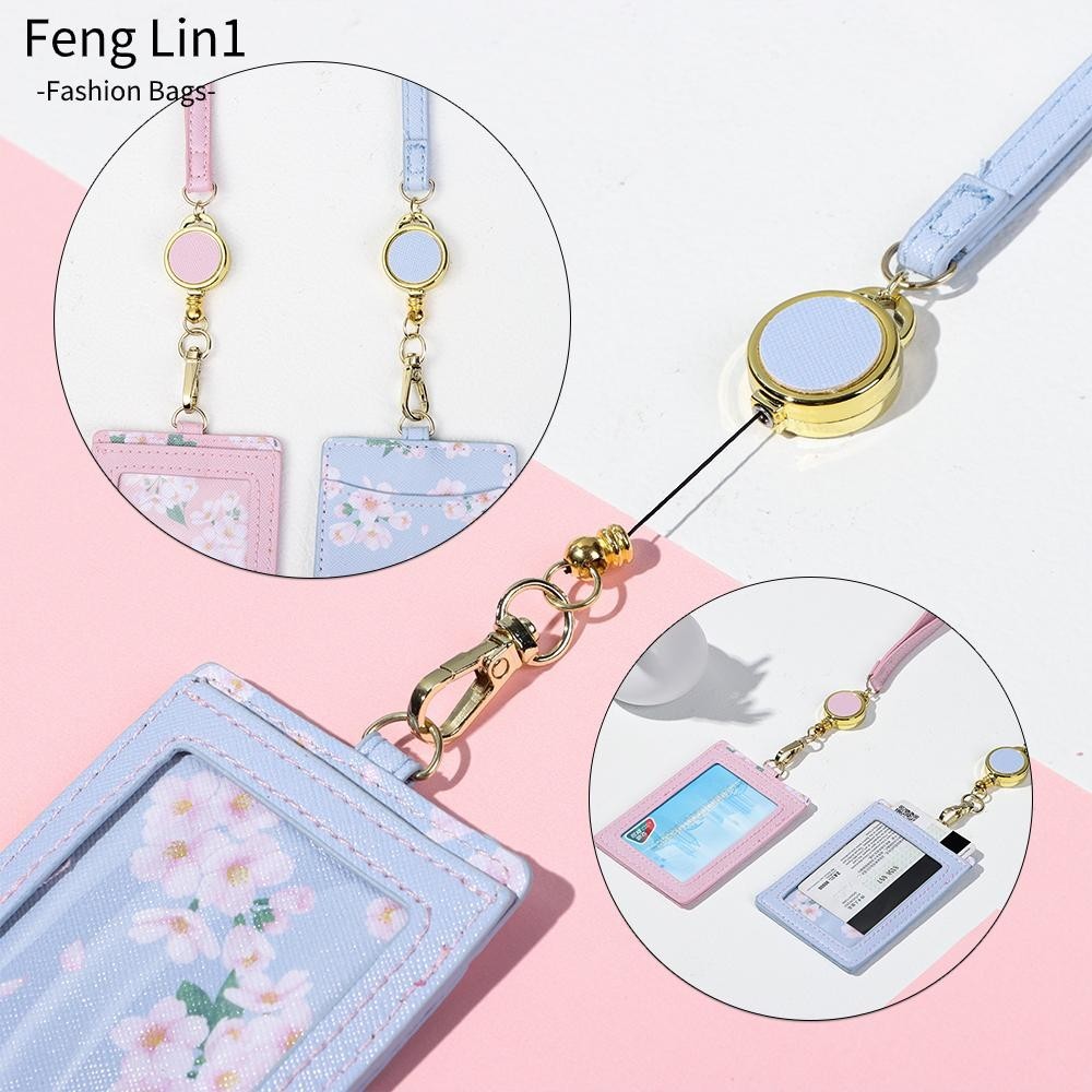 Fengling หนัง PU Lanyard ID Bus Card ปกบัตรประจําตัวแบบยืดหดได้