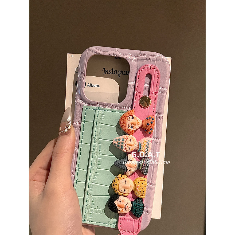 🚀Fast shipping🧸 สีน่ารัก+สายรัดข้อมือ+กระเป๋าบัตรสําหรับ iPhone iPhone 17 16 12 15 14 13 Pro Max iPhone 11 เคสiPhoneป้องกันAnti-Dropปกหลังกรณี - รูปที่ 4