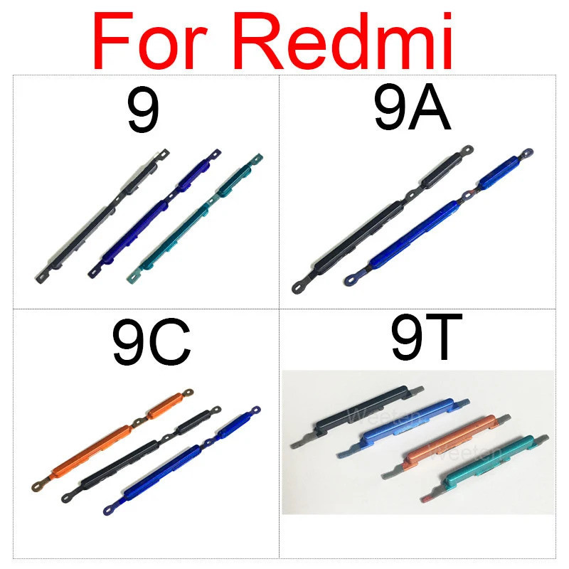 ต้นฉบับใหม่สําหรับ Xiaomi Redmi 9 9A 9C 9T ปริมาณด้านข้างปุ่มคีย์ภายนอกปุ่มพลาสติก