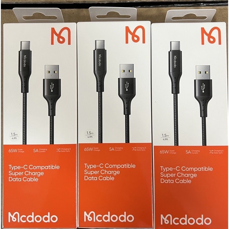 ชาร์จแรง 🔥ถูก/แท้🔥Mcdodo สายถัก Type c 5A 40W 65W รองรับ QC4.0 / VOOC / Huawei Supercharge / DashCha