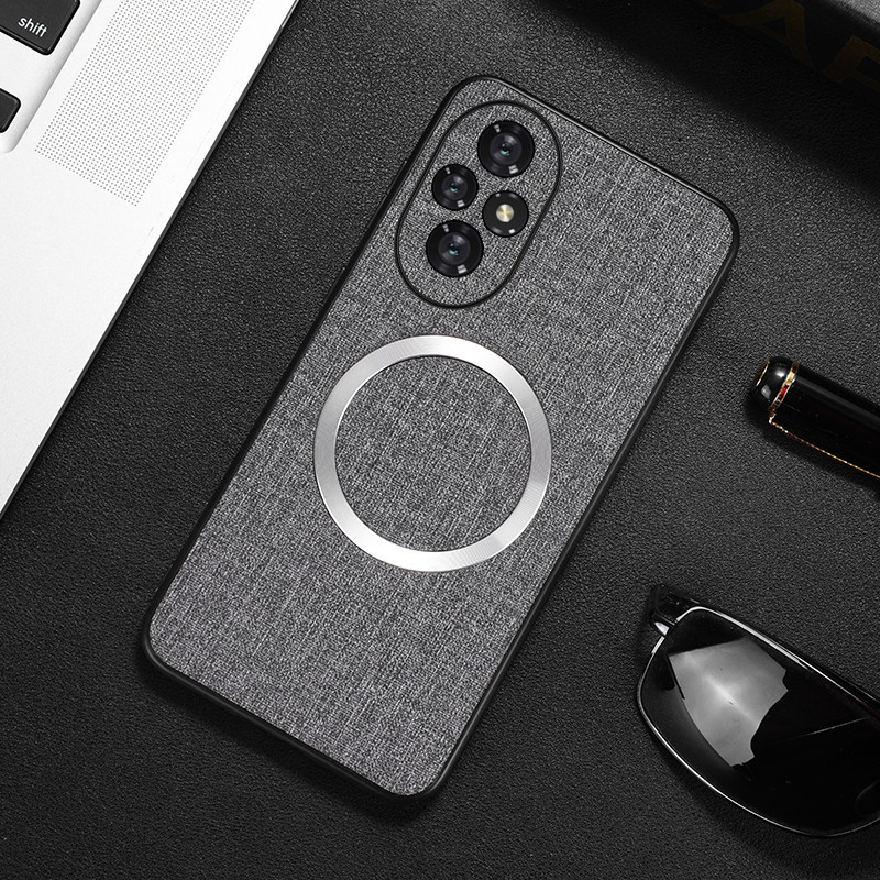 สําหรับ Honor 200, 200 Pro กรณี ELVEV TPU + PC Anti-slip Ultra Thin ทอสิ่งทอผ้ารูปแบบฝาครอบดูด