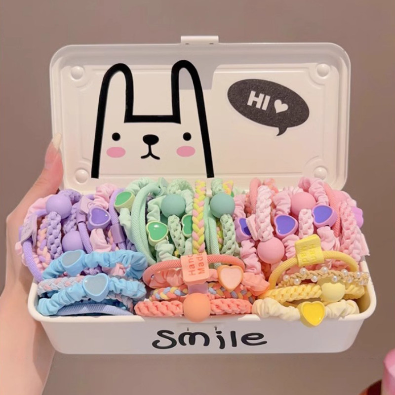 10ชิ้นผูกผมเด็กสไตล์เกาหลีที่เรียบง่ายที่มีสีสันหนังผมหางม้ายางรัด