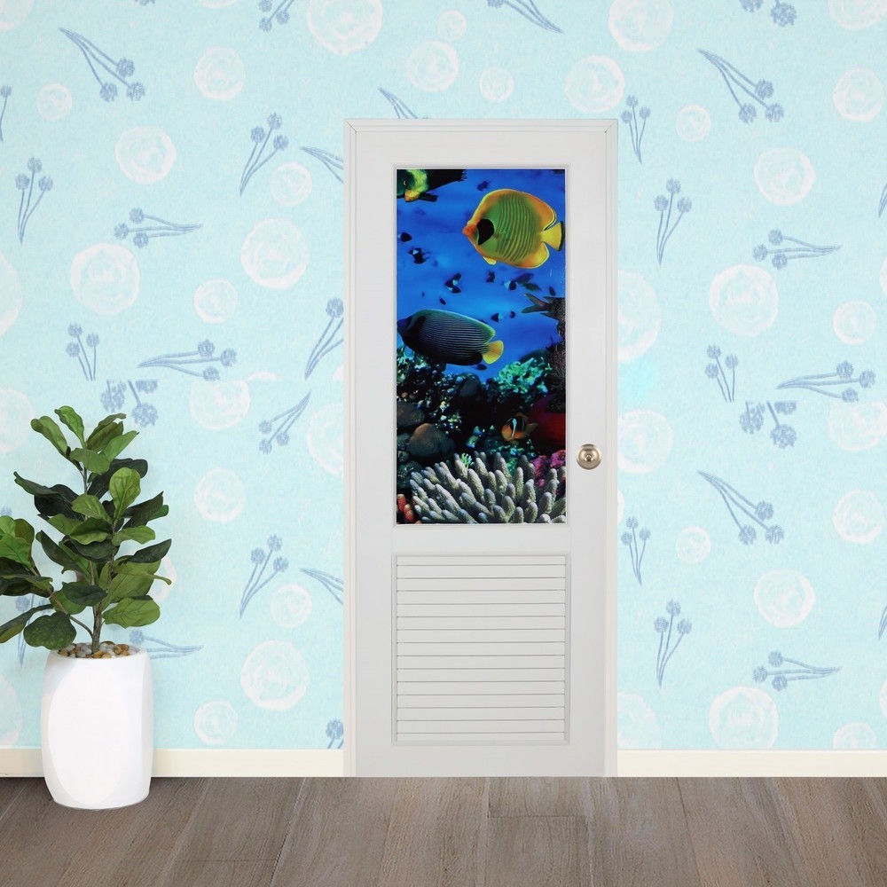 Changdee ประตู ECO WELLINGTAN ประตู UPVC พร้อมวงกบ ติดภาพลายปลาทะเล รุ่น SO-012 70x180ซม.(ไม่เจาะ) ส