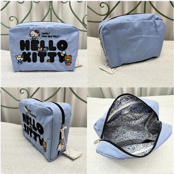 LeSportsac  เลสปอร์ตแซค สไตล์ใหม่ คิตตี้ การ์ตูนปักกระเป๋าหญิง/กระเป๋าเก็บแต่งหน้ากระเป๋าคลัทช์ 7121