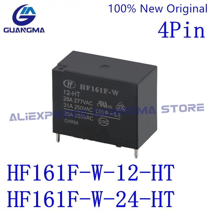 ✩10PCS 100% New original DC12V 24VDC Power Relay HF161F-W-12-HT HF161F-W-24-HT 4Pin 31A 250VAC HF161