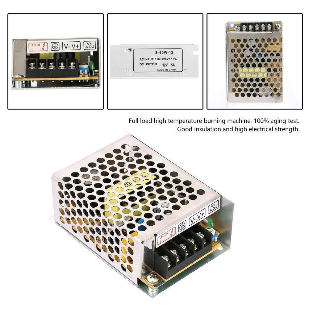 ✦12V 5A Power Supply Adapter 60W Switching Power Supply 220 AC To 12V DC for LED Strip