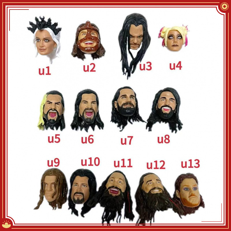 Wwe Wrestler รูป 6-7 นิ้ว Action figure Head แกะสลักอุปกรณ์เสริมเปลี่ยนได้