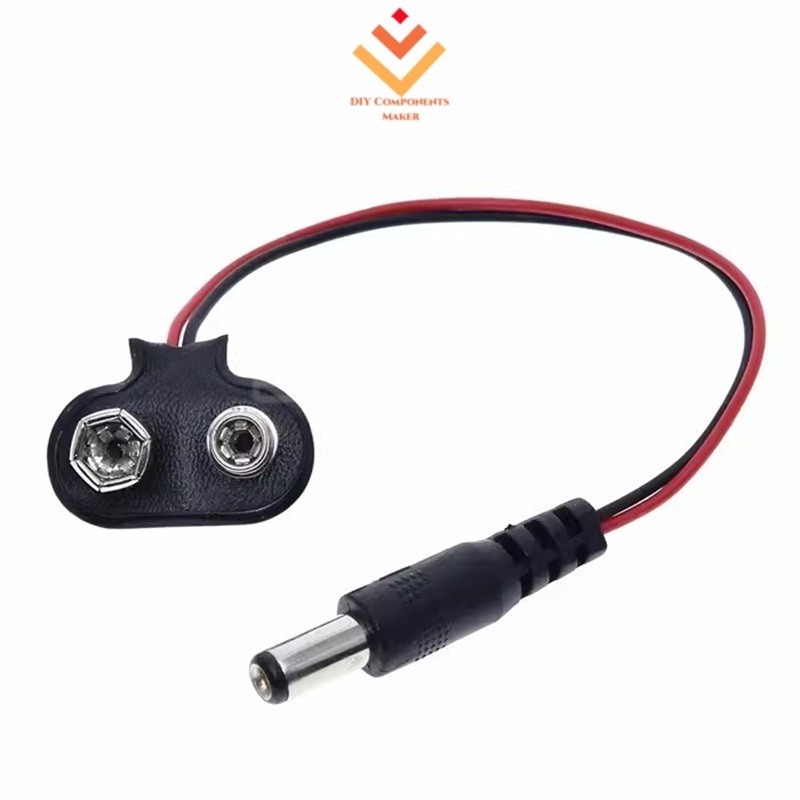 อะแดปเตอร์เชื่อมต่อสายเคเบิลแบตเตอรี่ DC 9V โวลต์พร้อมปลั๊ก DC 5.5 มม.สําหรับ Arduino