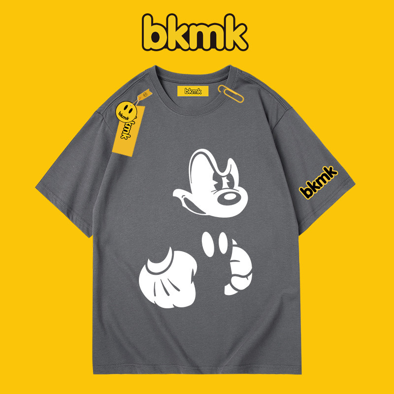 บีเคเอ็มเค การ์ตูนเสื้อยืดแขนสั้นย้อนยุคสําหรับผู้ชายผ้าฝ้ รูปที่ 3