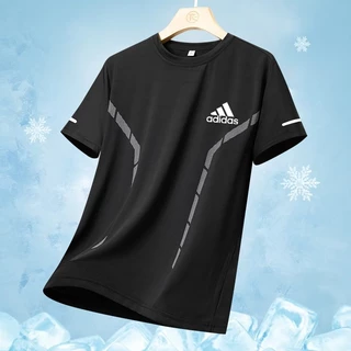 ผ้าไหมน้ําแข็ง เสื้อยืดเรียบง่ายสําหรับผู้ชาย คอกลมธรรมดา เกาหลี เสื้อยืดแขนสั้นสําหรับผู้ชาย ท็อปส์ซู เสื้อผ้า ไม่จํากัดเพศ #JXL-8903-โฆษณา