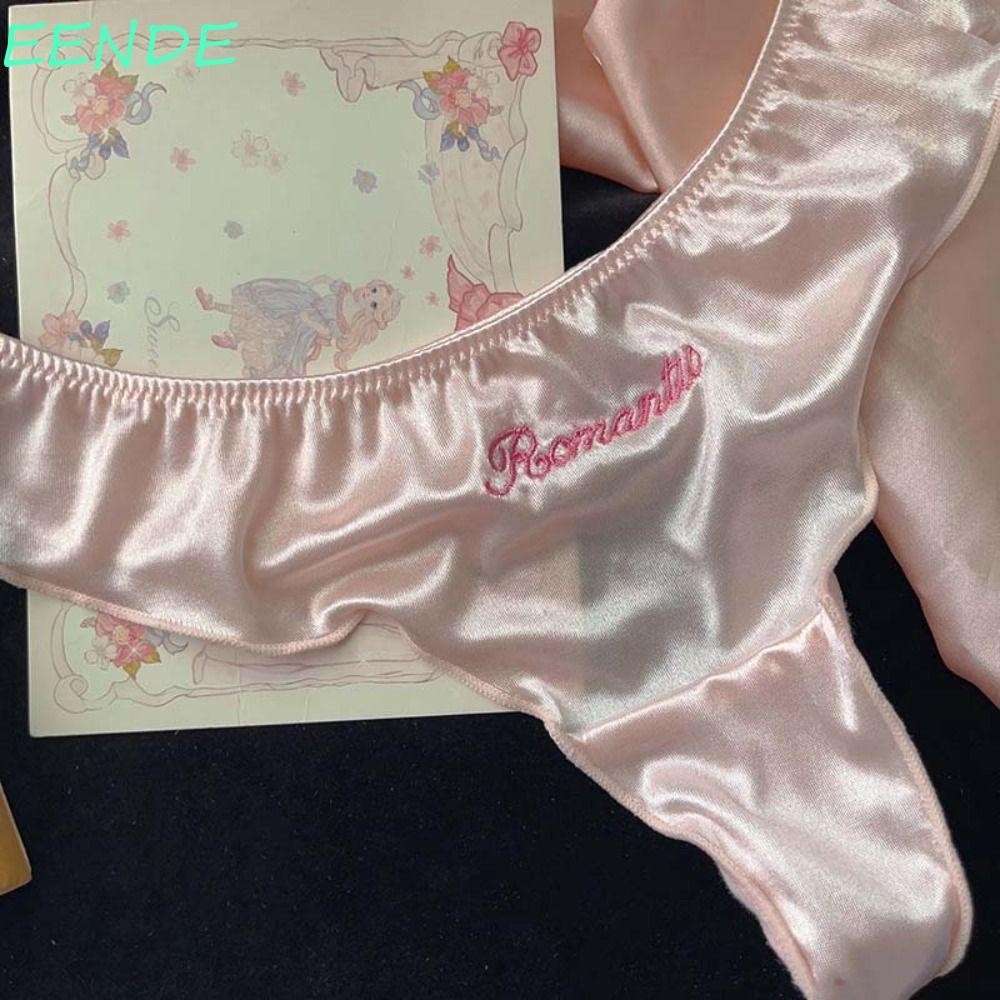 เอเดเด ผ้าไหมซาตินนัวเนียทอง,กางเกงเย็บปักถักร้อยกางเกงผ้าไหมน้ําแข็ง, น่ารัก เอวต่ําไม่มีรอยต่อชุดชั้นในหญิงกางเกงสําหรับผู้หญิงทุกวัน