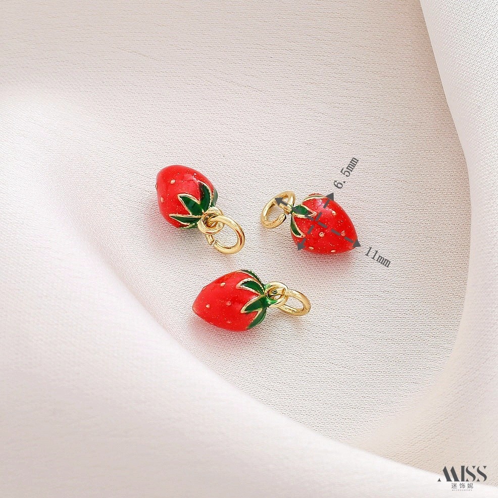จี้ Strong การเก็บรักษาสี 18K Burnt Blue Cloisonne สตรอเบอร์รี่ผีเสื้อ Lotus ดอกไม้เด็กช้างจี้ diy สร้อยข้อมือสร้อยคอจี้อุปกรณ์เสริม