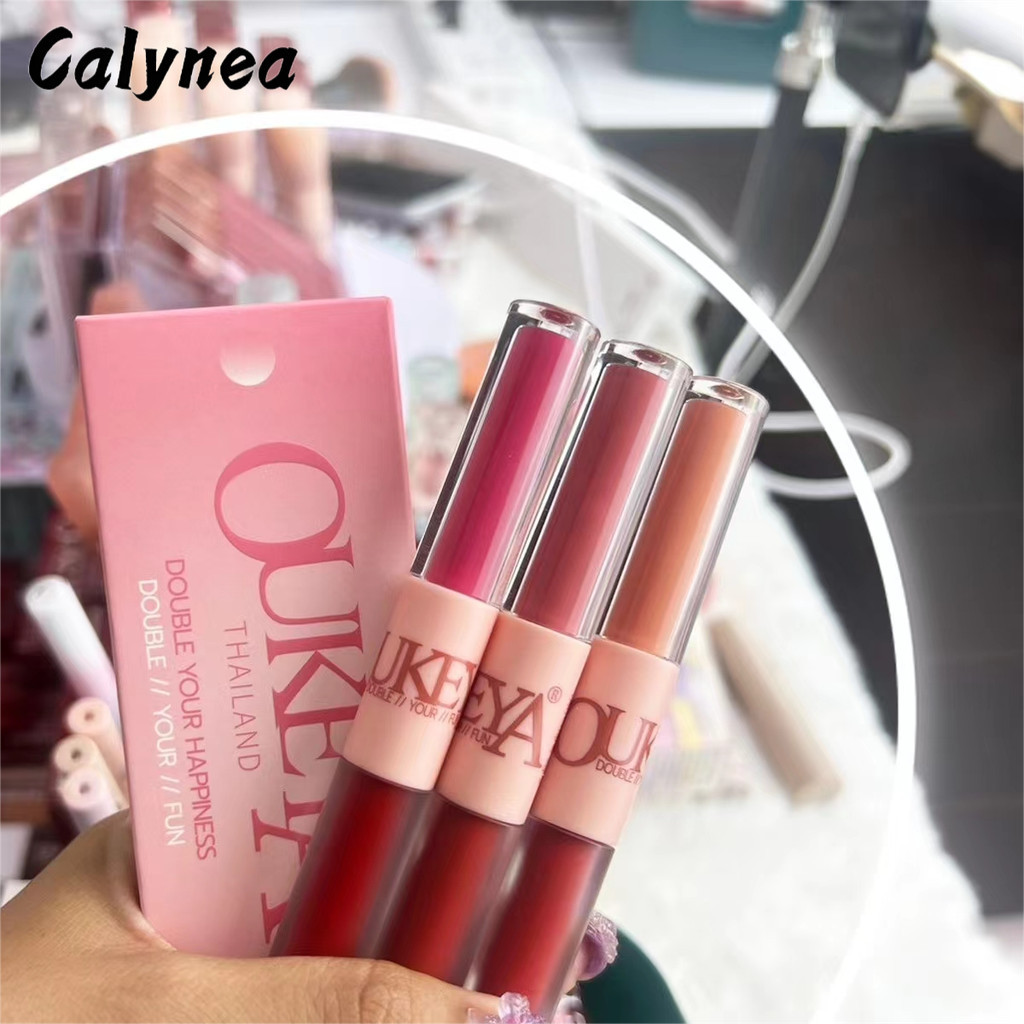 CALYNEA ลิปสติก ลิปกลอส เนื้อแมตต์ แบบสองหัว ให้ความชุ่มชื้น ไม่ติดแก้ว
