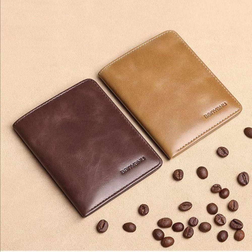 กระเป๋าสตางค์ผู้ชาย CONFIANZA กระเป๋าสตางค์ใบสั้นหนังบาง RFID Card Holder Men
