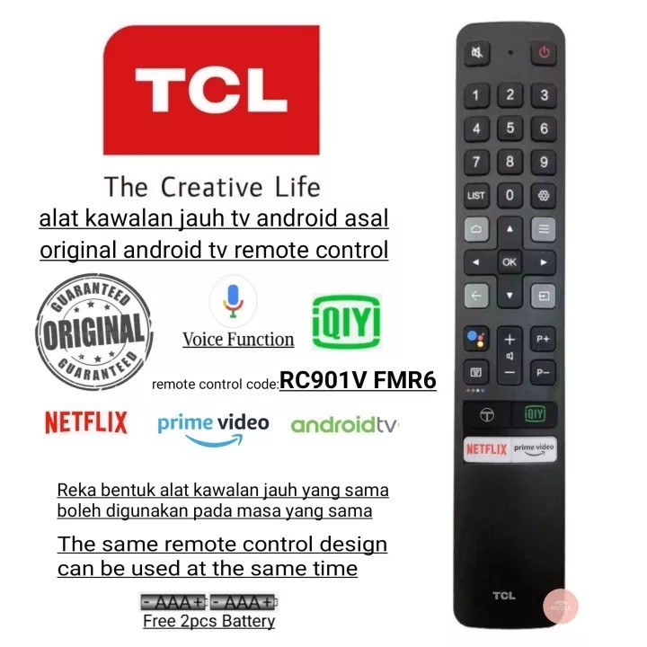 ควบคุม ใหม่ ของแท้ รีโมตคอนโทรลทีวี สําหรับ TCL Android rc901v fmr6 50p65us 55p65us 65p8 m 55p8m 65p