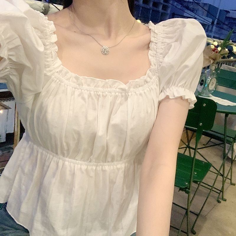 Mona  เสื้อเชิ้ต แขนสั้น สีทึบ สไตล์น่ารัก แฟชั่นเวอร์ชั่นเกาหลี จัดส่งที่รวดเร็ว