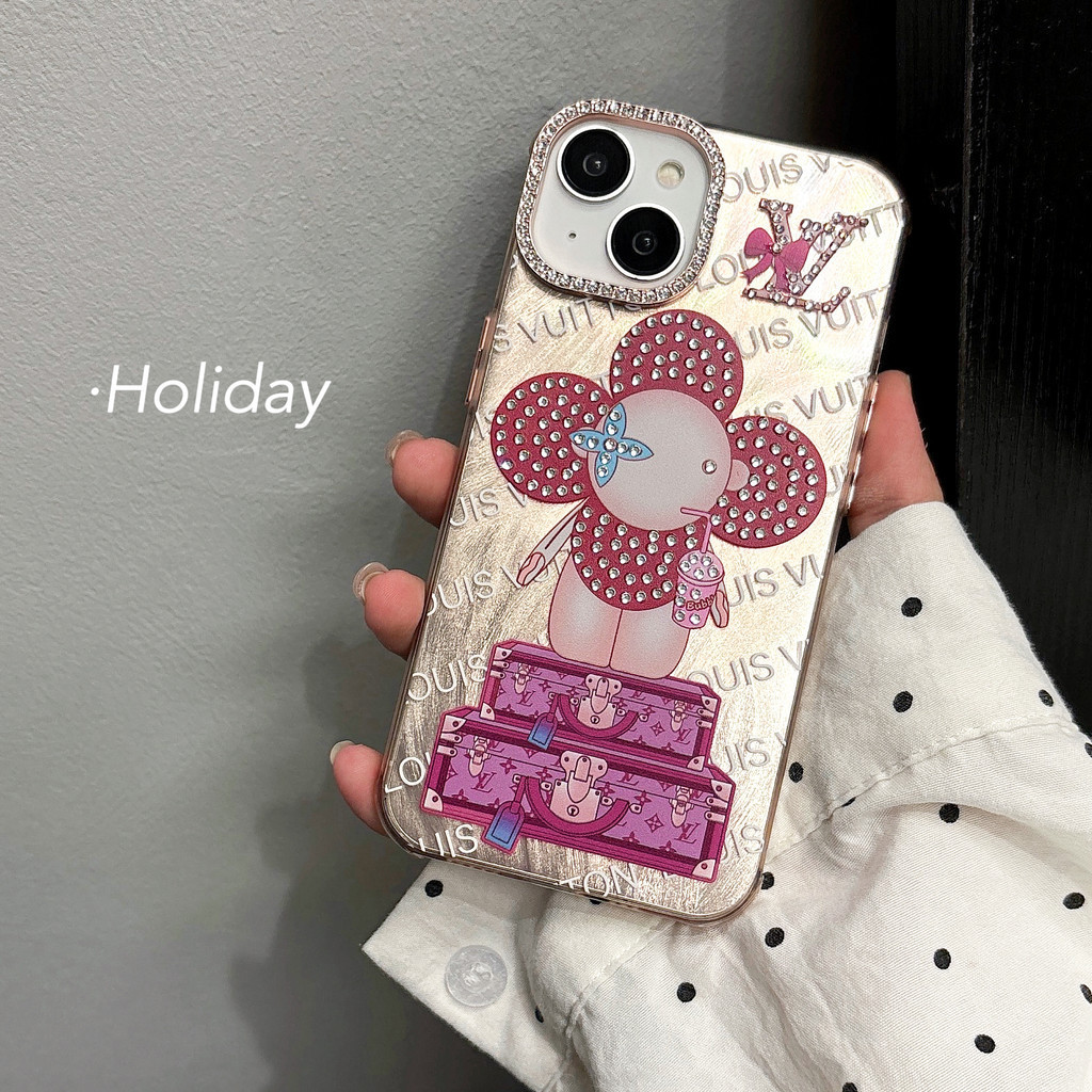 Imd Dot Diamond แฟชั่นดอกทานตะวัน Glitzy เคสโทรศัพท์สําหรับ iPhone 15 Promax 14 13 12 11Pro Max กรณี 15 14 13 12 11Pro โทรศัพท์มือถือกรณี
