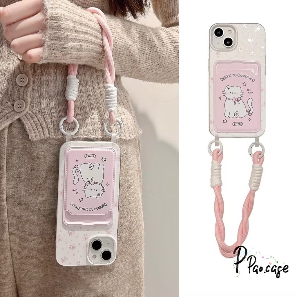 กล่องใส่บัตรโบว์โบว์น่ารักเข้ากันได้กับ IPhone 16 7Plus 13 11 15 XR 14 12 Pro Max X 16 15 14 12 8 Plus XS Max ปกอ่อน
