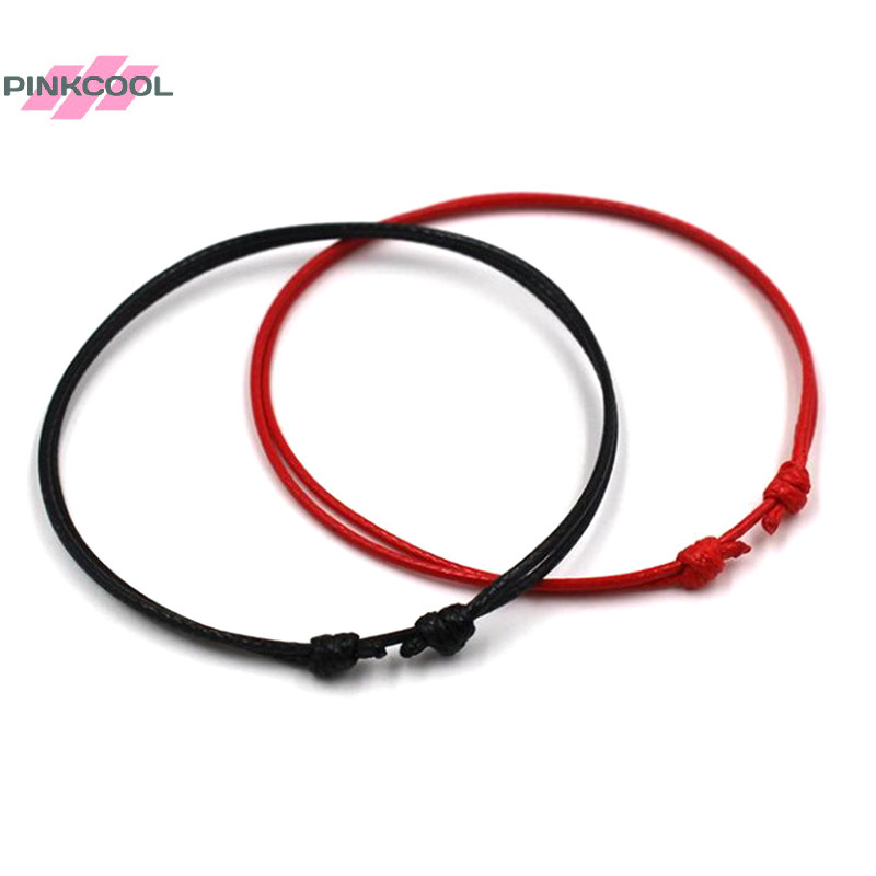 Pinkcool สร้อยข้อเท้าเชือกสีดําสีขาวสีแดงปรับคลาสสิกผู้ชายผู้หญิงฤดูร้อน Barefoot HOT