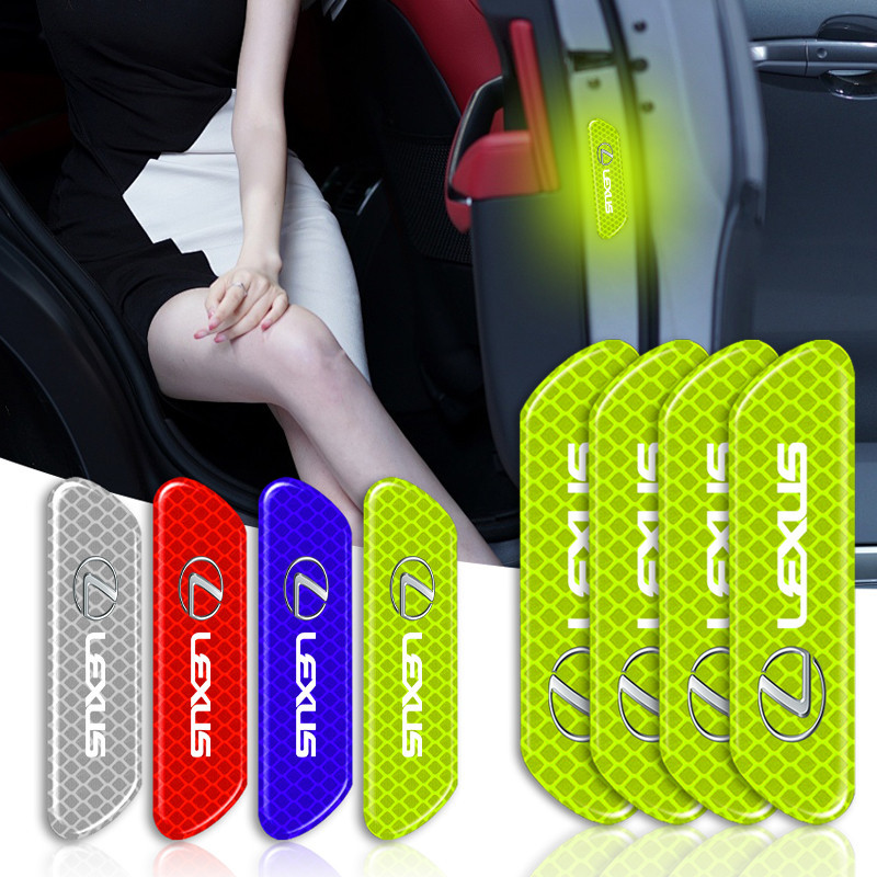 4pcs รถประตูแถบสะท้อนแสงสติกเกอร์คําเตือนความปลอดภัยสําหรับ Lexus CT200H GX400 GX460 IS250 IS300C RX