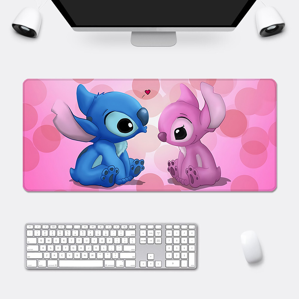 Disney น่ารักการ์ตูน Stitch Mousepad HD พิมพ์คอมพิวเตอร์ Gamers ล็อคขอบแผ่นรองเมาส์กันลื่น XXL90x40 ซม.คีย์บอร์ด PC โต๊ะ Pad