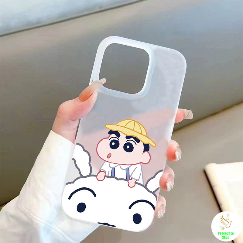 COD-ในไทย เคส เครยอนชินจัง เด็กน้อยบนหัวสุนัข น่ารัก สำหรับ iPhone 7 8 X 11 12 13 14 15 TPU โปร่งใส น้ำค้างแข็ง นคู่รัก
