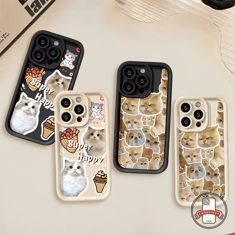 คู่รักการ์ตูนหน้ากากแมวหน้าไอศครีม Oppo A78 A18 A38 A33 A16 A17 A77 A35 A15 A5s A58 A3s A12 A53 A57 A54 A17K