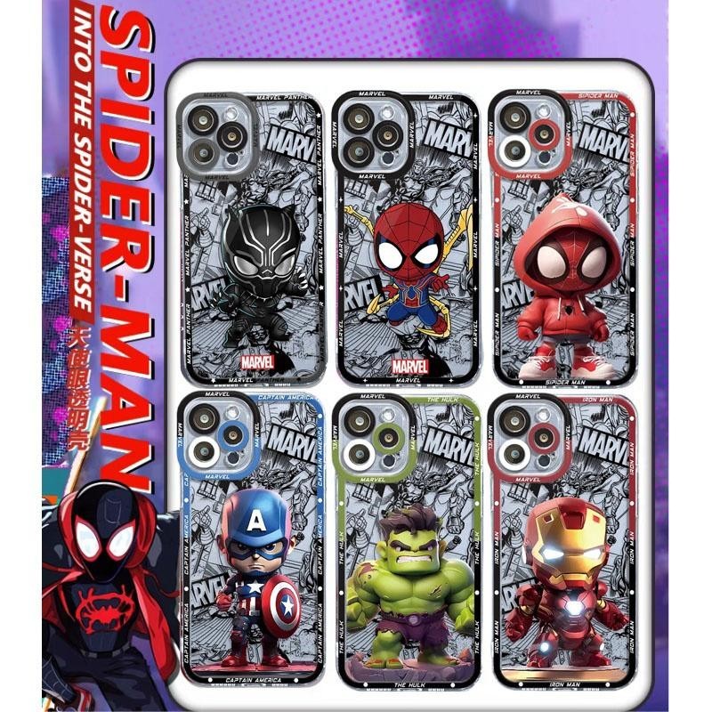Marvel Iron Man Spiderman เคสโทรศัพท์สําหรับ Samsung Galaxy S24 S23 S22 S21 Plus Ultra S23FE ฝาครอบแนวโน้มยี่ห้อ TPU Soft Clear เคสโทรศัพท์