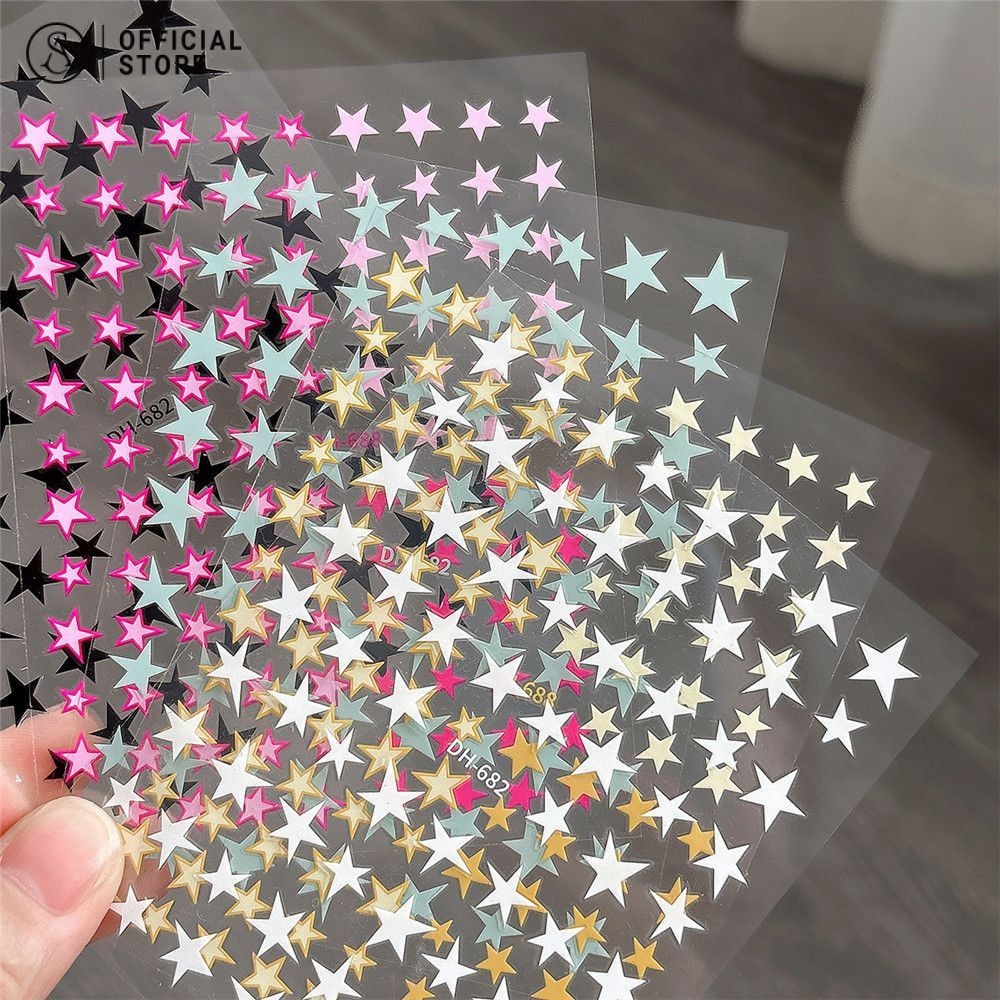 สติ๊กเกอร์เล็บดาวสีทึบ รูปลอกเล็บบางเฉียบ สติ๊กเกอร์ตกแต่งเล็บ