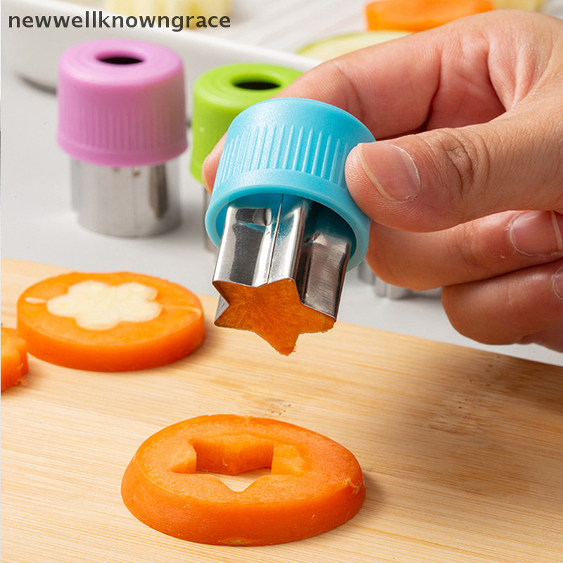 Newwellknowngrace 3 ชิ้น/เซ็ต Star Heart Shape เครื่องตัดผักพลาสติก Handle แบบพกพา Cook เครื่องมือสแตนเลสผลไม้ Cutg Die Kitchen Gadgets TH