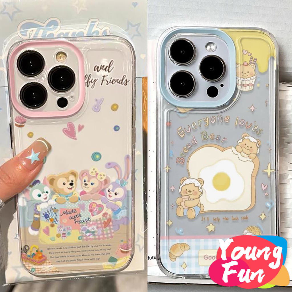 เคส Redmi ถุงลมนิรภัยสําหรับ Redmi หมายเหตุ 11 10 9 8 Pro Redmi 10C 9A 9C 9T 10A Xiaomi 12 11 Lite 11 10T 11T Poco X3 X4pro กล้องเลนส์ Protector Soft TPU Cover ดัฟฟี่ Shirley Mei and Daffy Bear