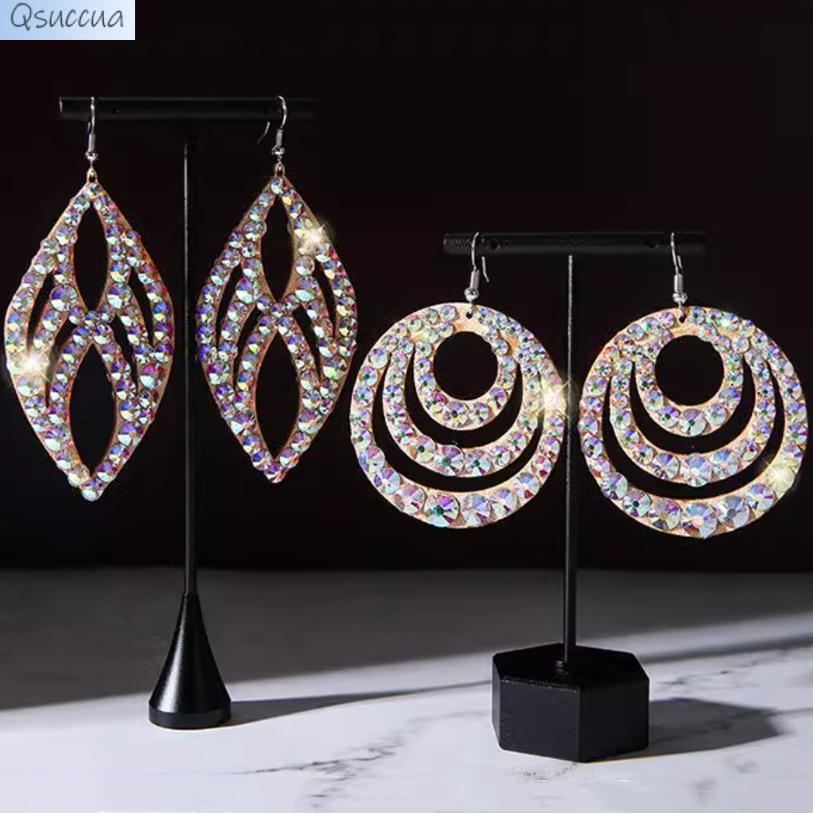 Qsuccua ผู้ใหญ่สุภาพสตรี Belly Dance Handmade Hot Diamond Hypoallergenic ต่างหูอุปกรณ์เสริม