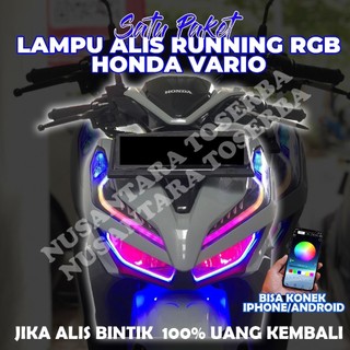 paketan lampu alis bluetooth rgb vario 125 150 free devil eye tidak berbintik / lampu alis running rgb vario 125 150 gratis demon eye