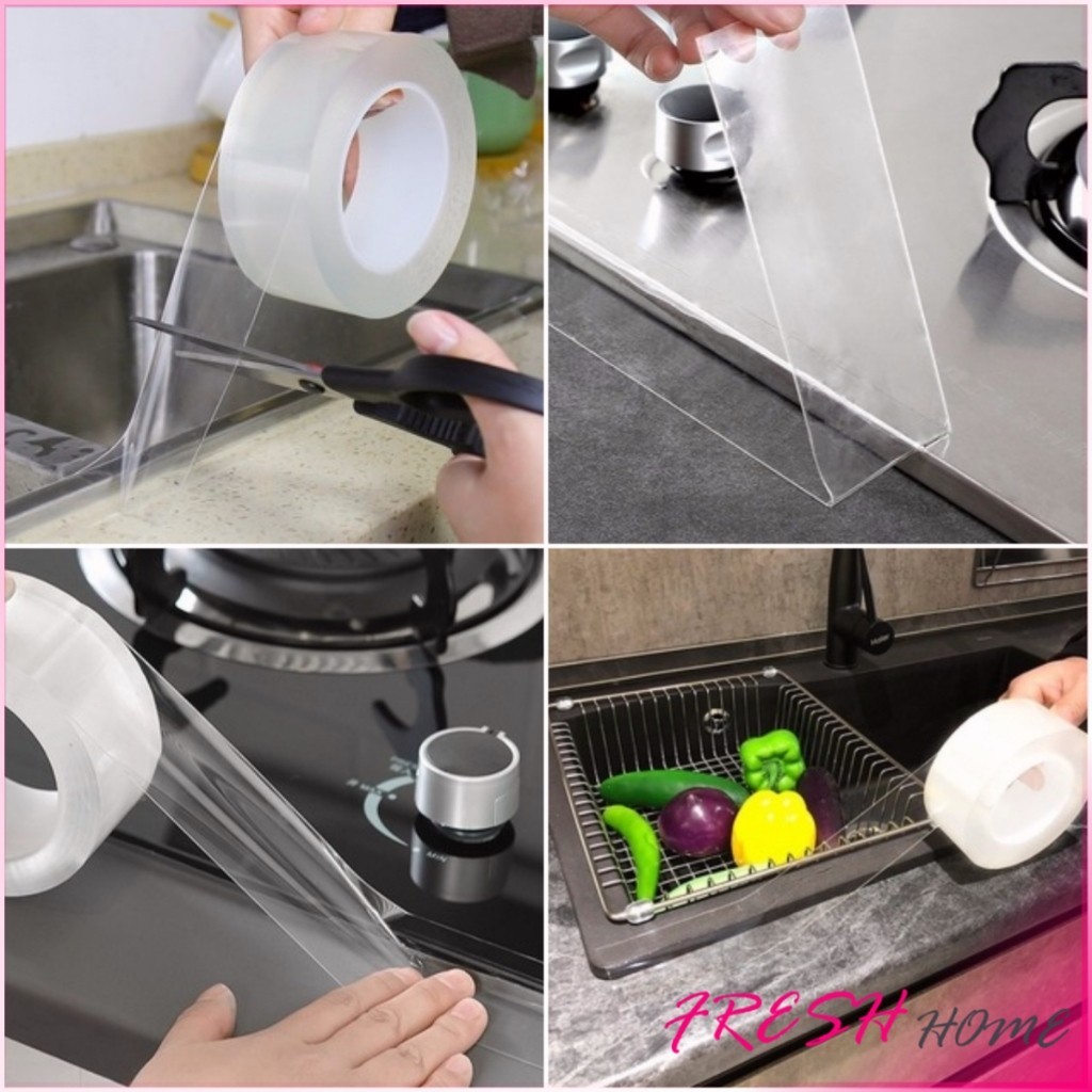 Fresh เทปอะคริลิคใส กันน้ํา กันเชื้อรา มีกาวในตัวาหรับอ่างล้างจาน ห้องน้ํา ห้องครัว หน้าต่าง Transparent tape - รูปที่ 5